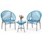 Costway 3PCS Patio Acapulco Furniture Bistro Set Plastic Rope Glass Table Black/Gray/Turquoise/White